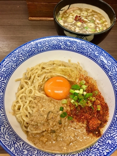 「【季節限定】牡蠣味噌かま玉つけそば ￥980」@頓知房の写真