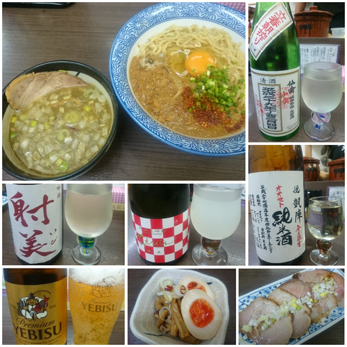 「【限定】牡蠣味噌かま玉つけそば￥980＋プレミアム日本酒 他」@頓知房の写真