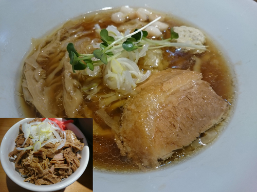 「中華そば(醤油)＋チャーシュー丼」@國分ラーメン食堂の写真