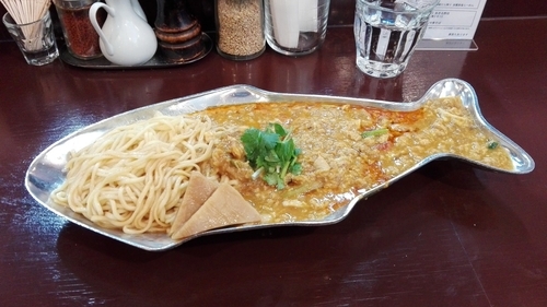 「和え麺 海老カレー玉子とじ（限定）」@らーめん 五ノ神精肉店 煮干し編の写真