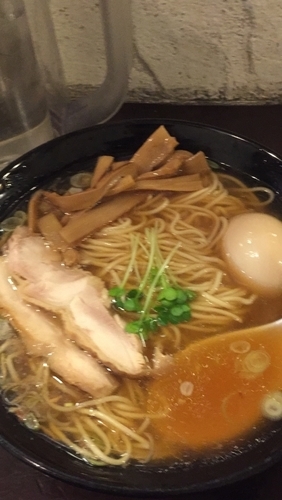 「サンマ中華そば大盛り卵トッピング」@づゅる麺 池田の写真