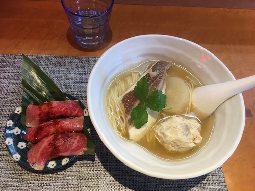 「鯛塩そば1000円（限定、オマケ付き）」@柴崎亭の写真