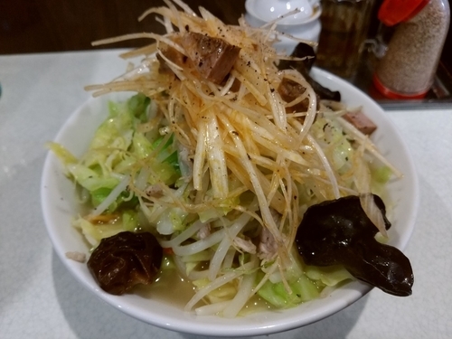 「たんめん（並・太麺）＋ピリ辛白髪ネギ」@麺処 まるよし商店の写真