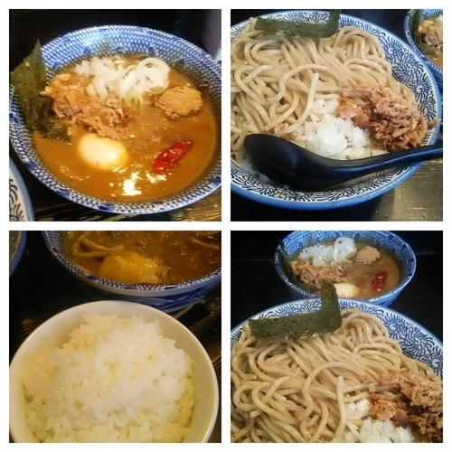 「和えカレーつけ麺大盛り(煮干ver)＋ライス」@狼煙 〜NOROSHI〜の写真