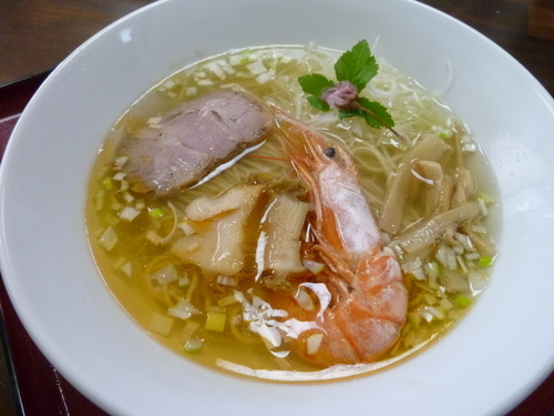 「【限定】サクラサクえび潮麺」@天然だしラーメン 潮の音の写真