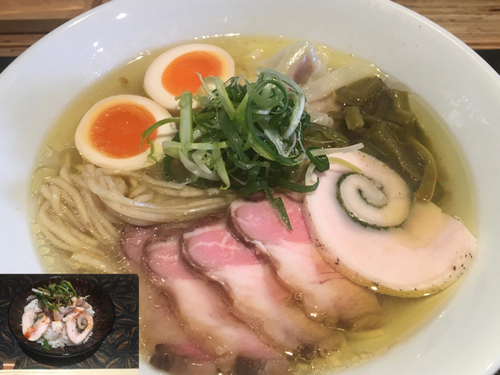 「潮ソバ900円、阿波尾鶏シソチャーシュー丼500円」@Noodle Lounge～醤～Hishioの写真