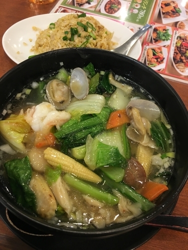 「海鮮あんかけ麺1,280円+半チャーハン280円」@中華レストランChina Fan 草加店の写真