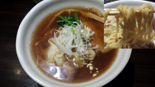 「ワンタンめん(太麺)820円」@麺や 豊の写真