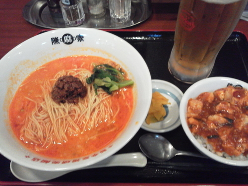 「担々麺セット870+生ビール390=1260円」@陳麻家 泉崎一丁目店の写真