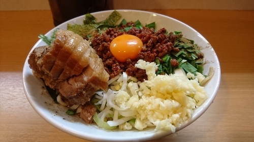 「【限定】我流豚星。台湾混蕎麦(ニンニク･ホアジャオ)+豚増し」@豚星。の写真