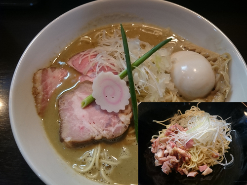 「味玉濃厚煮干しそば+和え玉」@中華そば いづるの写真