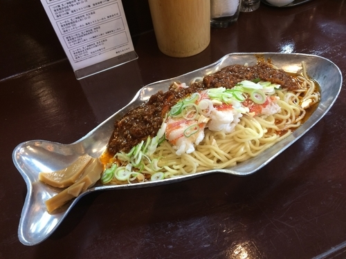 「汁無し 海老担々麺（限定）」@らーめん 五ノ神精肉店 煮干し編の写真