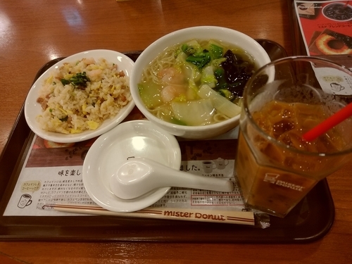 「レギュラーセット(海老あんかけ野菜麺＋五目ミニ炒飯)750円」@ミスタードーナツ 高崎駅ビルショップの写真