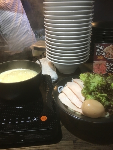 「濃厚鶏白湯つけ麺塩＋大盛＋ライス」@麺屋 時茂 西川口店の写真