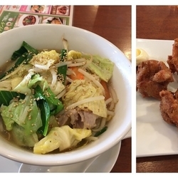 野菜タンメン680円+唐揚げ(3個)250円