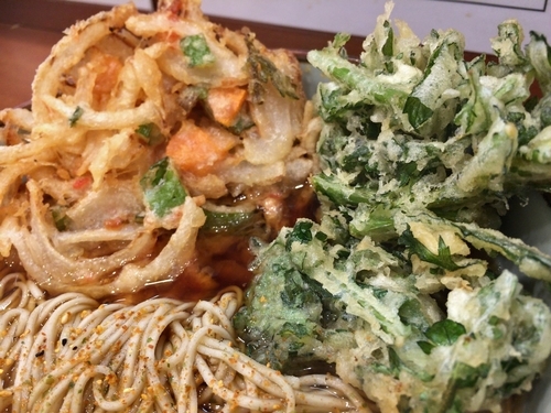 「かき揚せそば380円+春菊天80円」@元長の写真