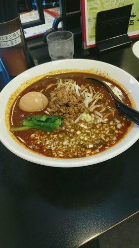 「黒胡麻担々麺(大盛)+味玉+焼餃子」@成都担担面の写真