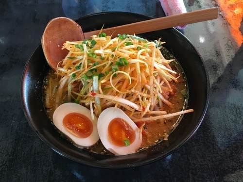 「味噌パーコー麺 辛ねぎトッピング」@麺処 せんじんの写真