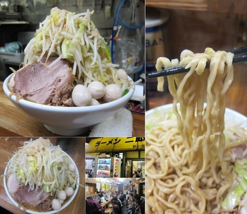 「大ラーメン 830円 + うずら5個 100円（野菜×2・脂」@ラーメン二郎 新小金井街道店の写真