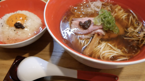 「醤油そば　トリュフTKG」@Japanese Soba Noodles 蔦の写真