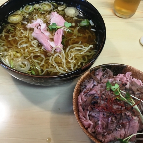 「煮干ラーメン（青）＋ローストビーフ丼（小）」@煮干ラーメンとローストビーフ パリ橋の写真
