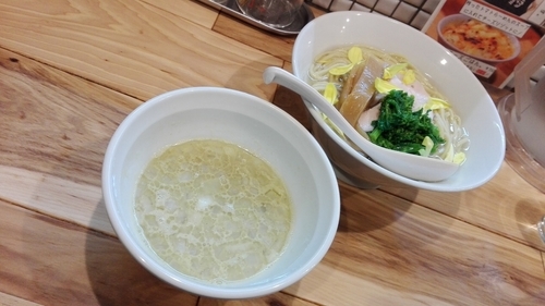 「あさりと菜の花の温つけ麺（限定）」@らーめん カッパハウスの写真