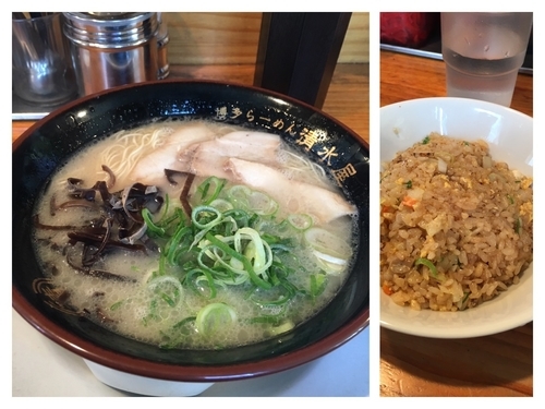 「博多ラーメン600円+半チャーハン200円」@博多ラーメン 清水屋の写真
