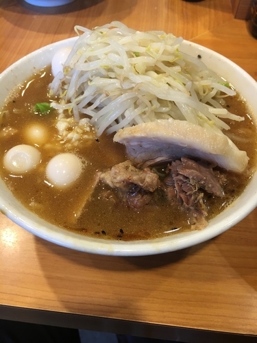 「小つけ麺 ➕ うずら卵  ニンニク」@ラーメン二郎 八王子野猿街道店2の写真