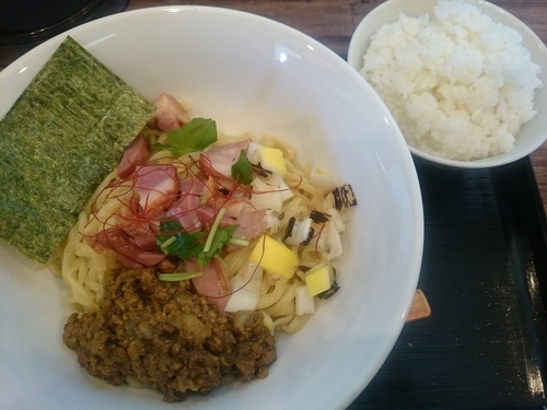 「【限定】鴨カレー油そば（ライス付き）￥800」@麺屋 葵の写真