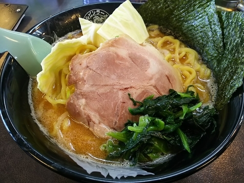 「濃厚豚骨醤油　：そのまま　（麺大盛り）」@ハルピンラーメン 松本並柳店の写真