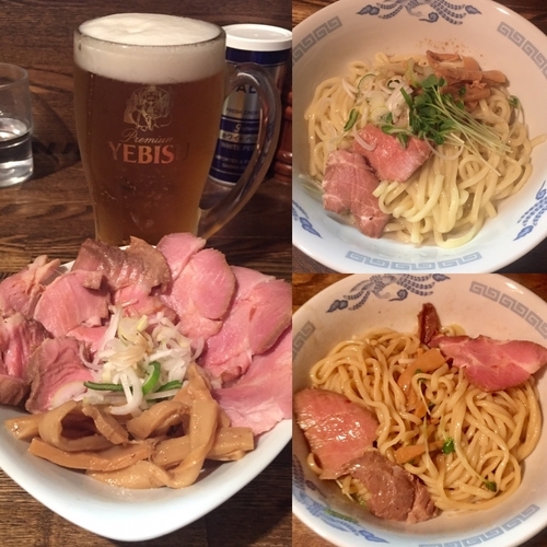 「油そば700円+生ビール500円+チャー皿400円」@燦燦斗の写真