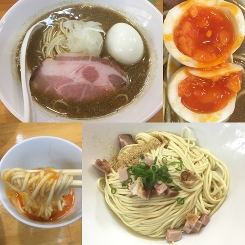 「煮干そば醤油+出し打ち味玉、和え玉塩+生卵」@煮干中華ソバ イチカワの写真