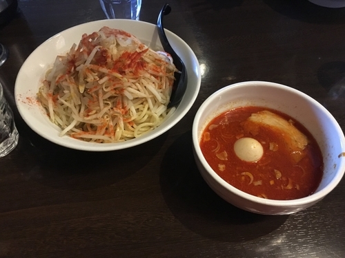 「辛い野菜（10辛）トッピング野菜、味玉」@らーめんの円熟屋 大里店の写真