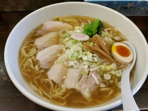 「中華そば大盛り　麺増し　ねぎまし」@銀座 朧月 目黒処の写真