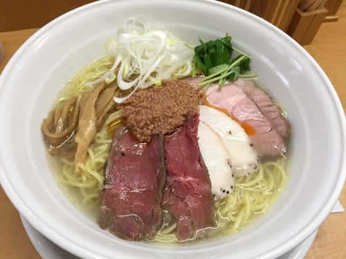 「塩そば〜甘海老の和風アメリケーヌ（肉増し）」@中華そば 大井町 和渦の写真