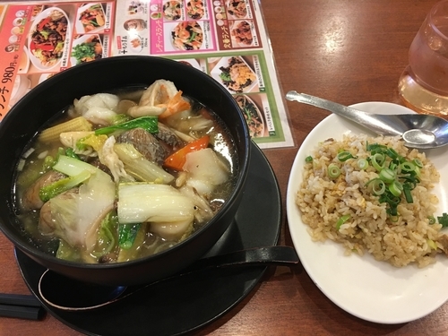 「海鮮あんかけ麺1,280円+半チャーハン280円」@中華レストランChina Fan 草加店の写真