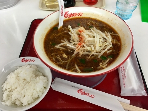 「たいわんラーメン¥690+サービス小ライス」@くるまやラーメン 保谷新町店の写真