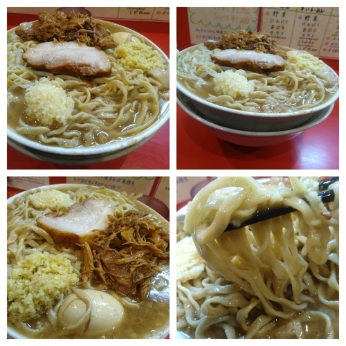 「大ラーメン（750ｇ）＋生姜＋ほぐし鶏、チャーシューチェンジ」@麺屋 桐龍の写真