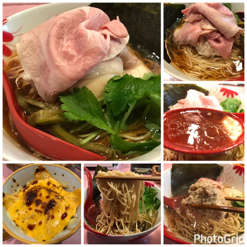 「凛々しい特製地鶏中華そば980円チーズご飯150円替え玉」@らーめん凛々の写真