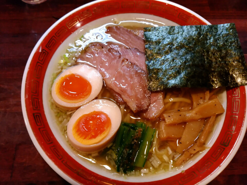 「特塩（平打ち）850円+ビール」@麺処 懐やの写真