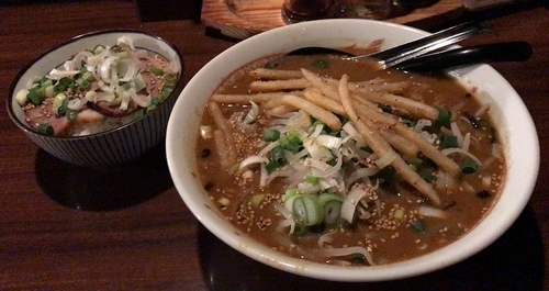 「北海道スープカレーラーメン＋ハーフ丼ぶり」@円家 下館店の写真
