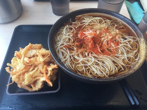 「かけそば+大盛+かき揚げチケット　４２０円」@ゆで太郎 厚木下依知店の写真