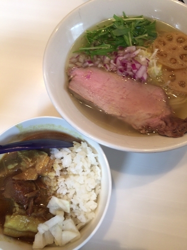 「塩そば780円+豚カレー320円」@麺や 彩～iro～の写真