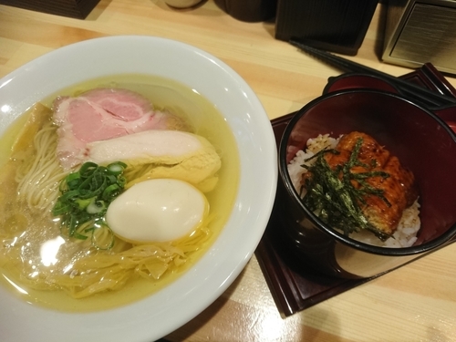 「ランチセット(塩そば＋ひつまぶし)1000円＋味玉(ﾗｰﾊﾟ」@自家製麺 竜葵の写真