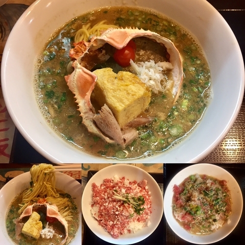 「カニボシ1200円+遊び飯200円」@ラーメン愉悦処 似星の写真
