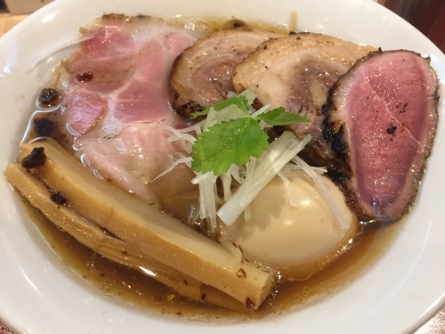 「味玉鴨そば＋イベリコ豚チャーシュー」@燃えよ麺助の写真