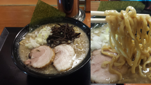 「こってり醤油ラーメン750円(大盛り無料)」@丸め 田無ファミリーランド店の写真