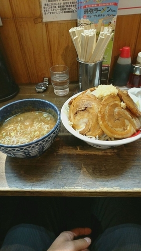 「つけ雷 特盛 豚増し 半熟味玉」@雷 北松戸本店の写真
