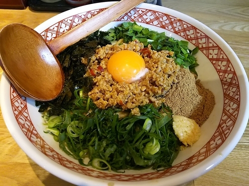 「【限定】台湾まぜそば　（大盛り：サービス券）　＋追い飯：無料」@麺肴 ひづきの写真