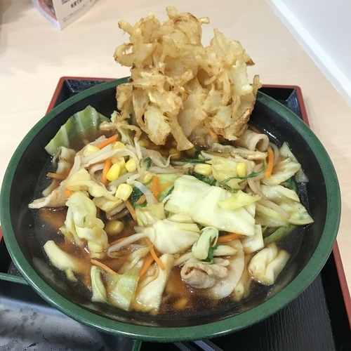 「【期間限定】肉野菜（￥520）＋かき揚げ（クーポン）」@ゆで太郎 神田司町店の写真